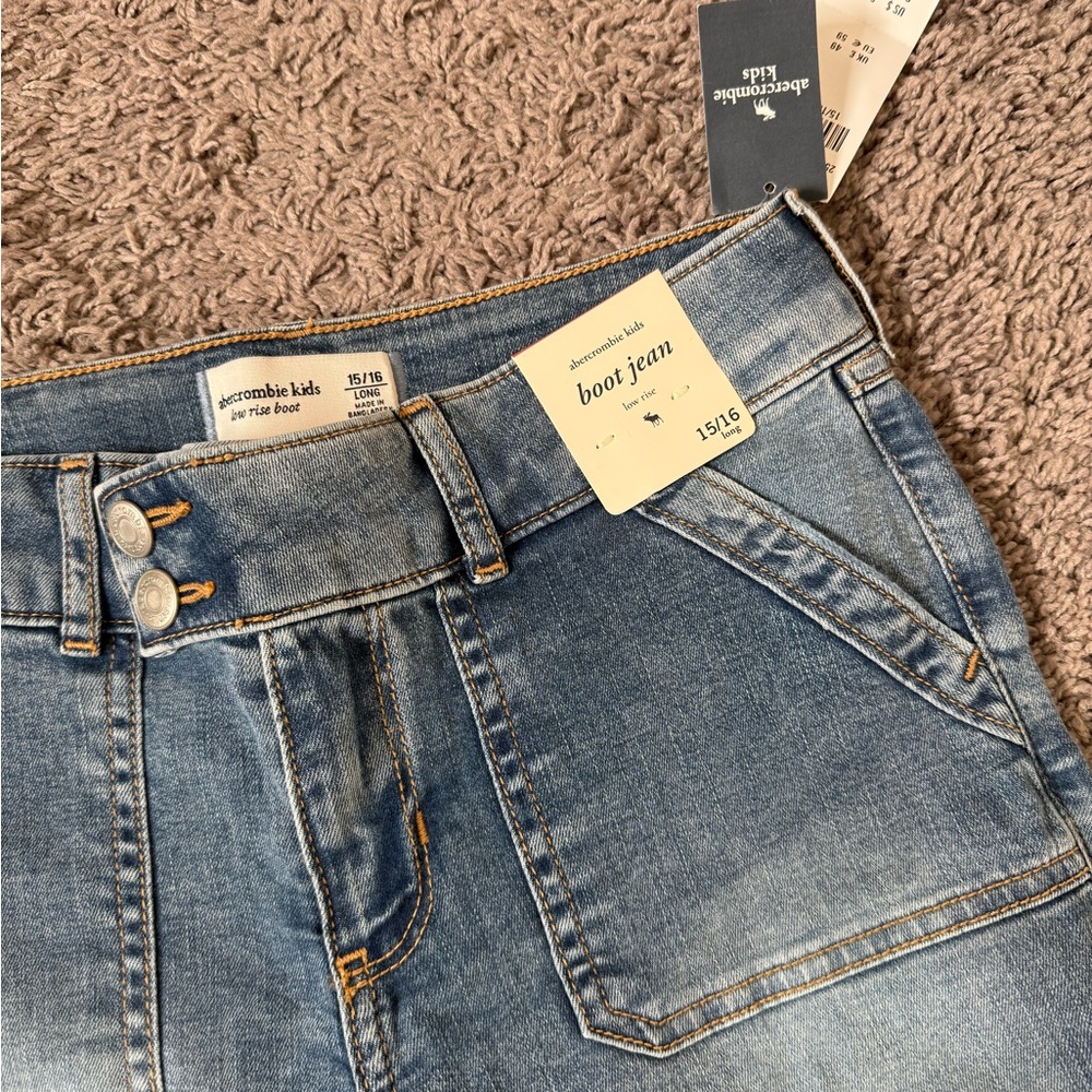 abercrombie kids faded blue boot-cut jeans NWT 15/16